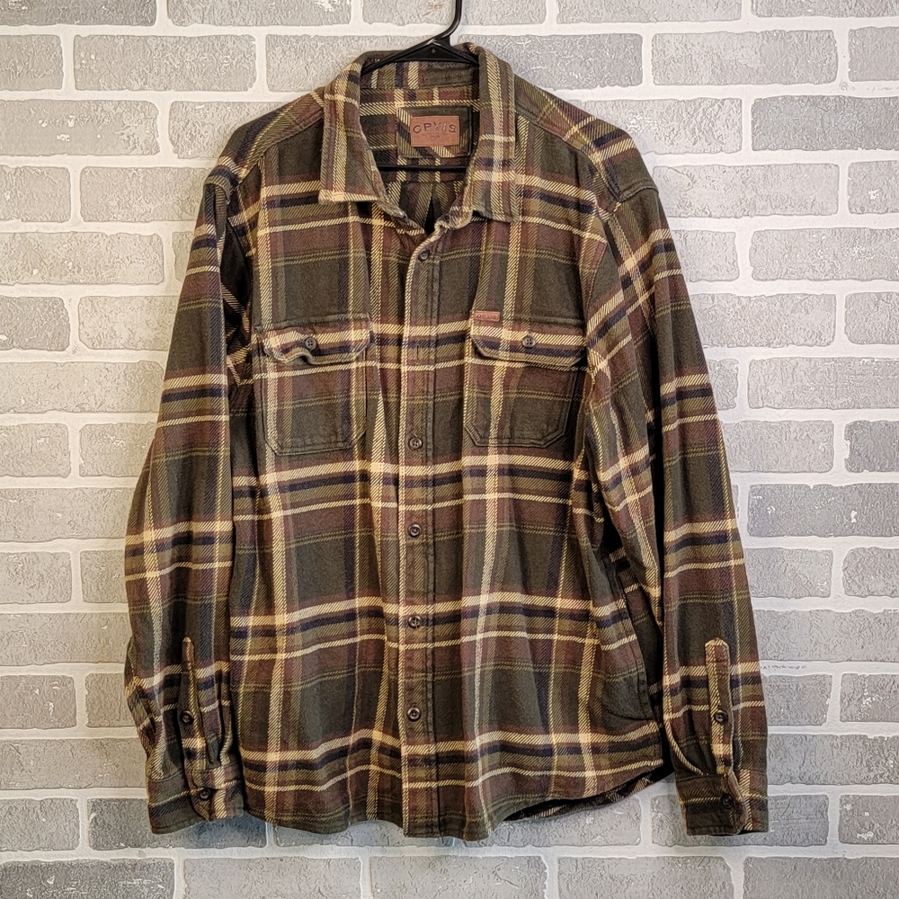 Orvis Vintage Heavy Fishing Outdoor 100% Cotton Flannel Men's See Measurements